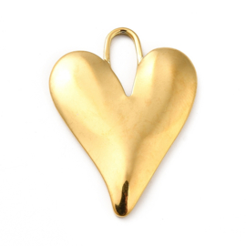 Stainless steeel groot hart hanger 18k gold plated