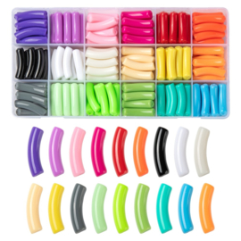 DIY kit gevuld met 180 tube kralen in 18 kleuren