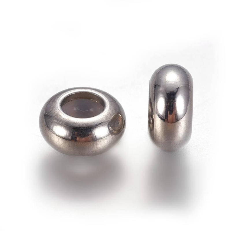 Bead stopper stainless steel zilver  8x4mm