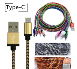 USB C kabel 1mtr Blauw/Zwart