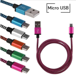 USB Micro kabel 1mtr Wit/Zwart