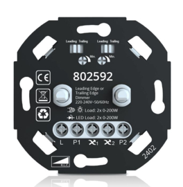 Inbouw Led dimmer duo 2x0-200W