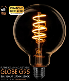 Led Spiraal Globe 95mm Goud 8w Dimtone