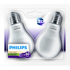 Philips duo Blister Led standaard Mat 2x7w/60w