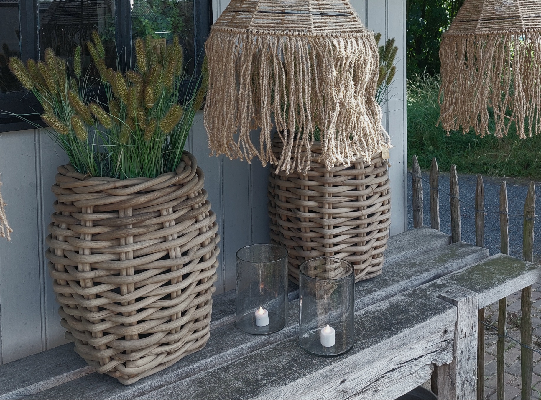 Rotan mand grey