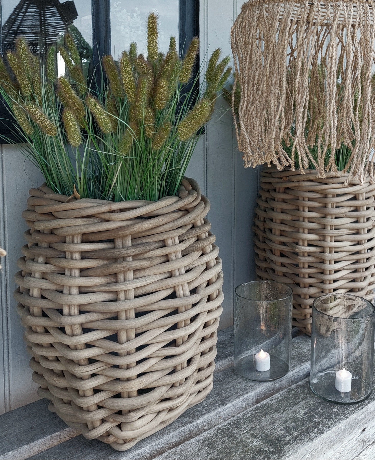 Rotan mand grey