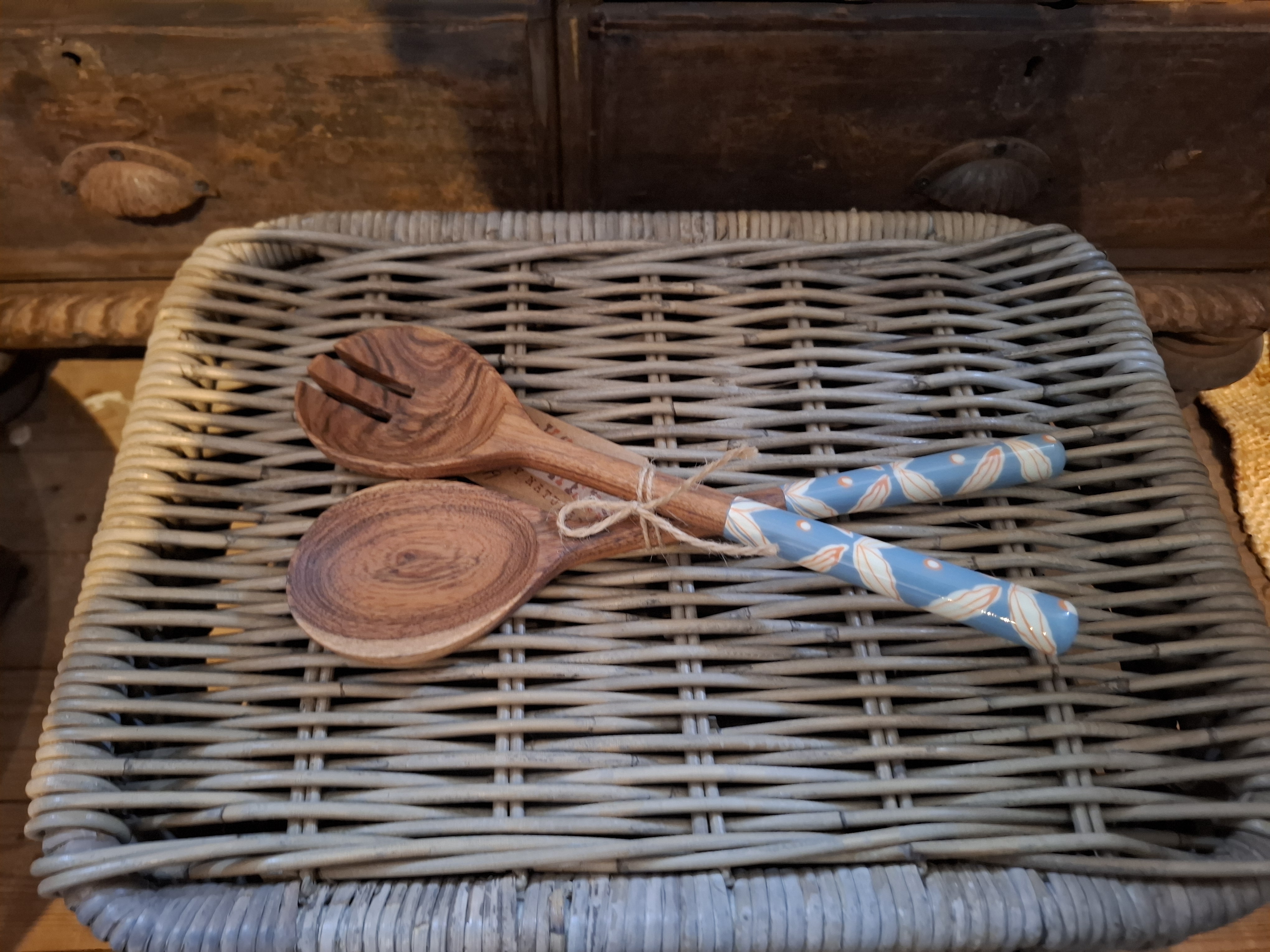 Houten lepel en vork