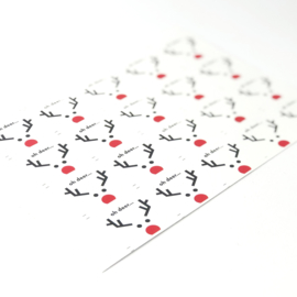 20 Kerstkaarten + enveloppen + sluitzegels "Rudolf the Red Nosed Reindeer"