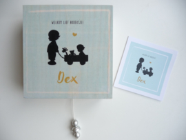 Muziekdoosje voor Dex op basis van haar geboortekaartje persoonlijk cadeau