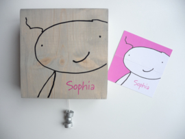 Muziekdoosje van  geboortekaartje kraamcadeau Sophia