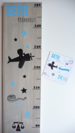 Groeimeter  van geboortekaartje kraamcadeau Seth