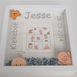 Kraamkado met naam geboorte 3D lijst op basis van het geboortekaartje Jesse