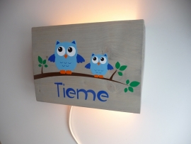 Lamp met naam uiltjes jongen