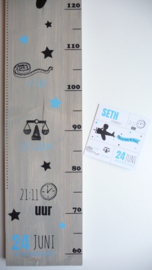 Groeimeter  van geboortekaartje kraamcadeau Seth