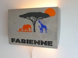 Lamp met naam olifant en giraf