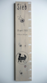 Geboortekaartje kraamkado groeimeter Sieb