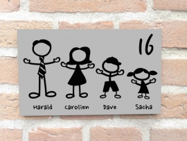 Voordeurbord familie (elke gezinssamenstelling is mogelijk)