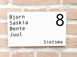 Voordeur naambord Naam rechts
