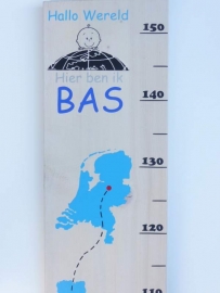 Groeimeter met naam wereld met ooievaar