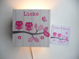 Lamp van het geboortekaartje Lieke kraamcadeau