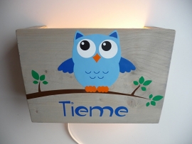 Origineel cadeau met naam lamp uil jongen