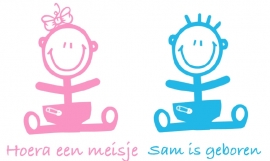 Geboortesticker grappige baby