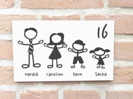 Voordeurbord familie (elke gezinssamenstelling is mogelijk)