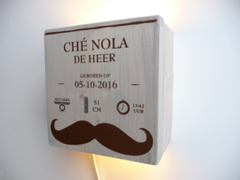 Lamp van het geboortekaartje Che Nola kraamcadeau