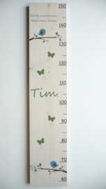 Groeimeter  hout van geboortekaartje kraamcadeau