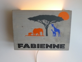 Lamp met naam olifant en giraf