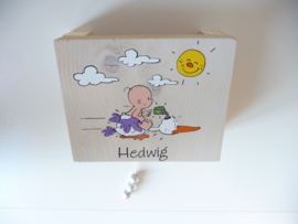 Muziekdoosje voor Hedwig op basis van haar geboortekaartje