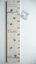 Groeimeter  hout van geboortekaartje kraamcadeau