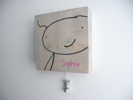 Muziekdoosje van  geboortekaartje kraamcadeau Sophia