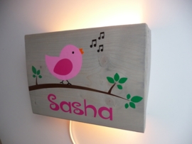 Lamp met naam vogel meisje