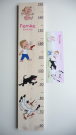 persoonlijk groeimeter  steigerhout kinderkamer van geboortekaartje Femke