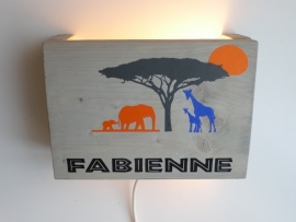 Lamp met naam olifant en giraf