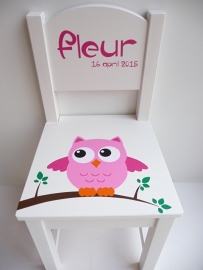 Kado met naam stoeltje Uil meisje
