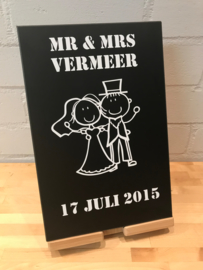 Trouwbord gepersonaliseerd mr en mrs bruidspaar