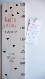 Groeimeter  hout van geboortekaartje kraamcadeau