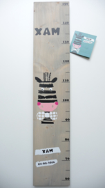 Groeimeter  hout van geboortekaartje kraamcadeau Xam