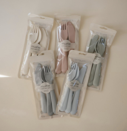 Mushie -Bestekset - Powder - Blue