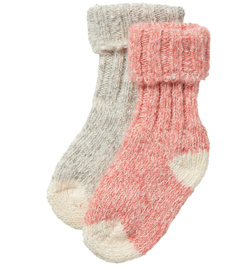 Apollo - Baby - Wollen - Sokken - 2-pack - Roze - Grijs