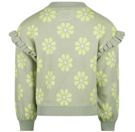 Koko Noko - Trui - Bloemetjes - Faded Green