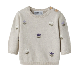 Name It - Trui - NBFFAFLOW - Knit - Peyote Melange - Bloemetjes