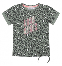 Dirkje T-shirt good vibes - panterprint - groen