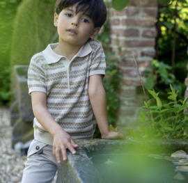 Koko Noko - T-shirt - Polo - Taupe - Gestreept