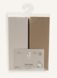 Jollein - Hoeslakens - Jersey - 2 Stuks - Hazel & Oatmeal - 40/50x80/90 cm