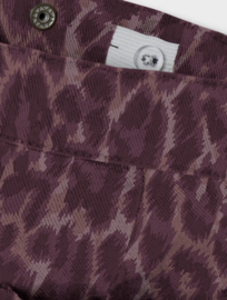 Name It - Broek - NKFRose - Wide Jeans - Burgundy - Luipaardprint