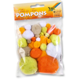 Pompons - 30 stuks - Geel - Oranje - Kleuren