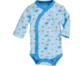 Wikkel romper lange mouw blauw boy  maat 56